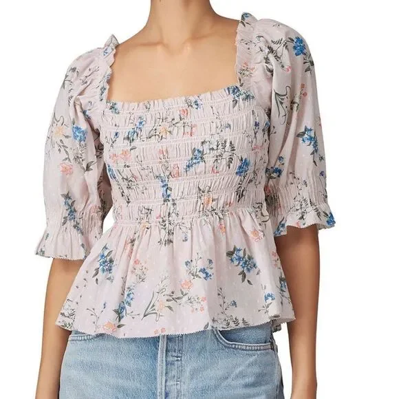 SAYLOR Clover Smocked Floral Top Small - Picture 10 of 10